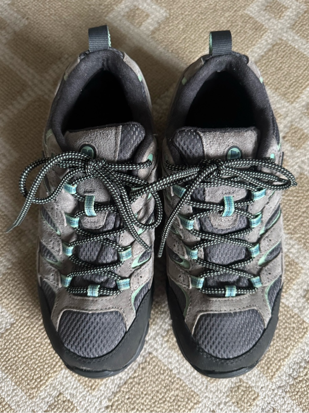 Merrell Moab 2 Waterproof Hiking Shoes Vibram Gray Mint Women’s Size 8.5 - Picture 10 of 12